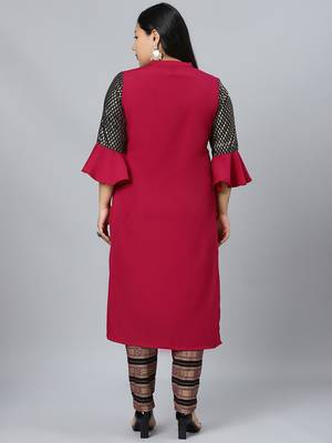 Pink printed crepe kurtas-and-kurtis 3