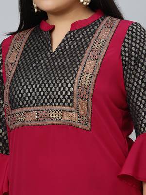 Pink printed crepe kurtas-and-kurtis 4
