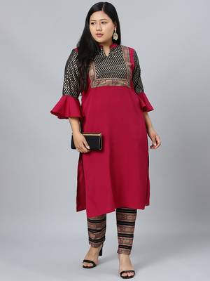 Pink printed crepe kurtas-and-kurtis 5