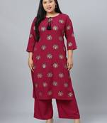 Pink printed crepe kurtas-and-kurtis