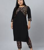 Black printed crepe kurtas-and-kurtis