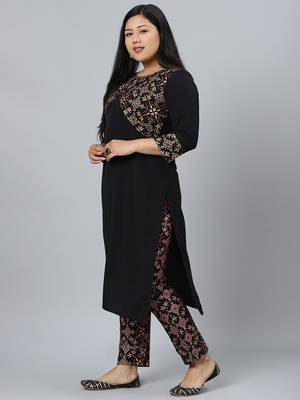 Black printed crepe kurtas-and-kurtis 2