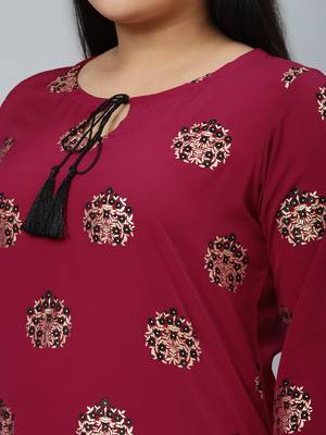 Pink printed crepe kurtas-and-kurtis 4