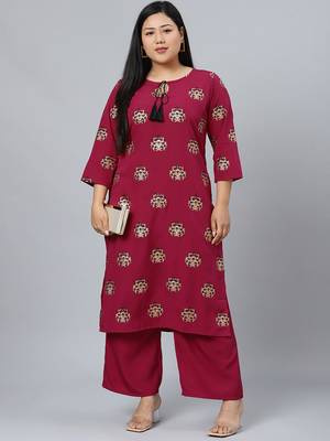Pink printed crepe kurtas-and-kurtis 5