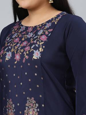 Navy-blue printed crepe kurtas-and-kurtis 4