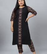 Black plain crepe kurtas-and-kurtis