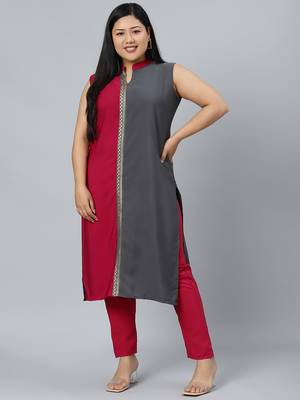Pink plain crepe kurtas-and-kurtis 1