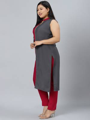 Pink plain crepe kurtas-and-kurtis 2