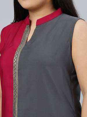 Pink plain crepe kurtas-and-kurtis 4