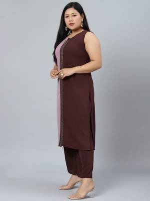 Brown plain crepe kurtas-and-kurtis 2