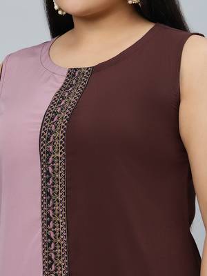 Brown plain crepe kurtas-and-kurtis 4