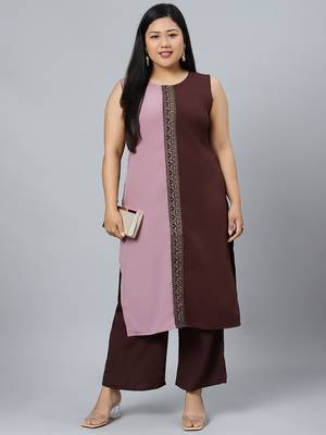 Brown plain crepe kurtas-and-kurtis 5