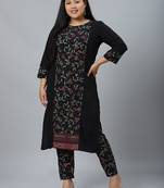 Black printed crepe kurtas-and-kurtis
