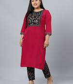 Pink plain crepe kurtas-and-kurtis