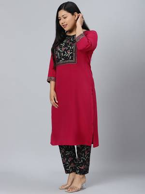 Pink plain crepe kurtas-and-kurtis 2