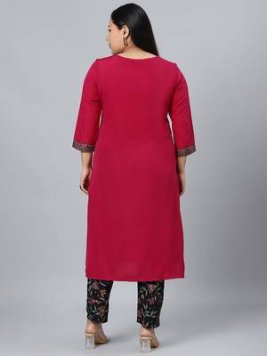 Pink plain crepe kurtas-and-kurtis 3
