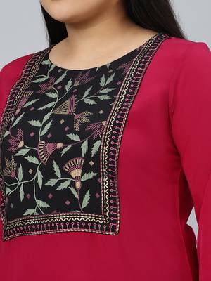 Pink plain crepe kurtas-and-kurtis 4