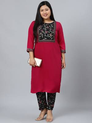 Pink plain crepe kurtas-and-kurtis 5