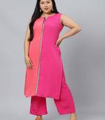 Pink plain crepe kurtas-and-kurtis