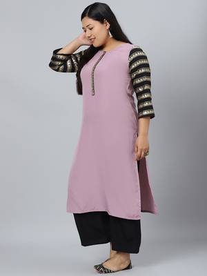 Purple plain crepe kurtas-and-kurtis 2