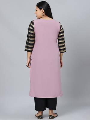 Purple plain crepe kurtas-and-kurtis 3