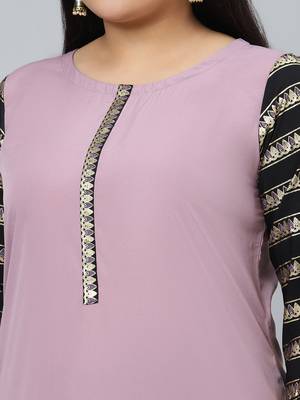 Purple plain crepe kurtas-and-kurtis 4