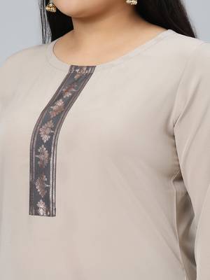 Beige plain crepe kurtas-and-kurtis 4