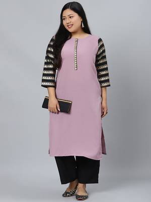 Purple plain crepe kurtas-and-kurtis 5