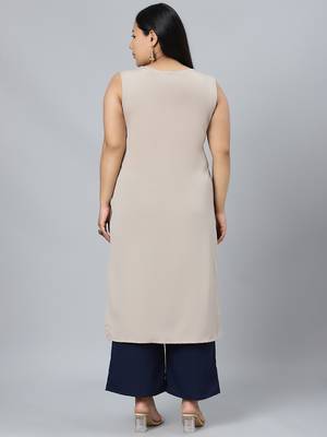 Beige printed crepe kurtas-and-kurtis 3
