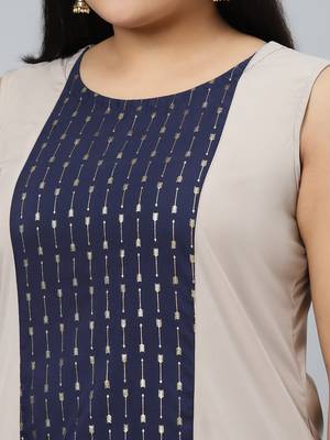 Beige printed crepe kurtas-and-kurtis 4