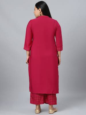 Maroon printed crepe kurtas-and-kurtis
 3