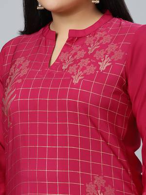 Maroon printed crepe kurtas-and-kurtis
 4