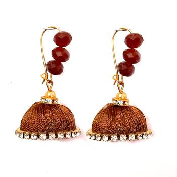 Orange crystal jhumkas 1