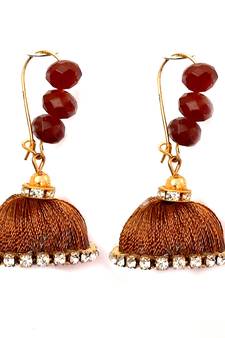 Orange crystal jhumkas