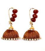 Orange crystal jhumkas