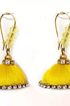 White crystal jhumkas