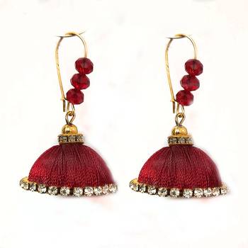 Yellow crystal jhumkas 1