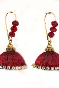 Yellow crystal jhumkas