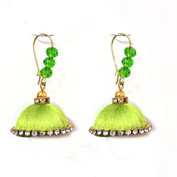 Yellow crystal jhumkas 1