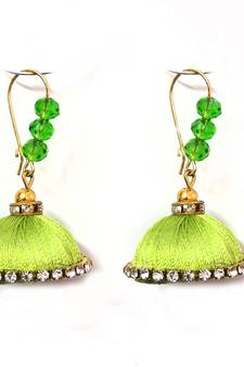 Yellow crystal jhumkas