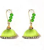 Yellow crystal jhumkas