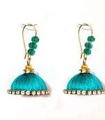 Green crystal jhumkas