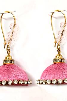 Yellow crystal jhumkas