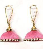 Yellow crystal jhumkas