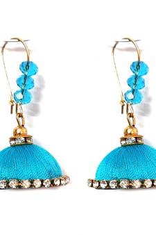 Green crystal jhumkas