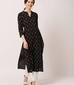 Black printed cotton ethnic-kurtis