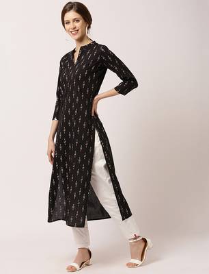 Black printed cotton ethnic-kurtis 2