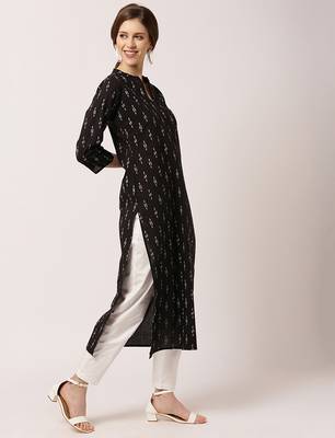 Black printed cotton ethnic-kurtis 3