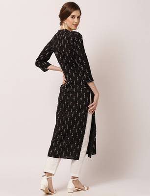 Black printed cotton ethnic-kurtis 4
