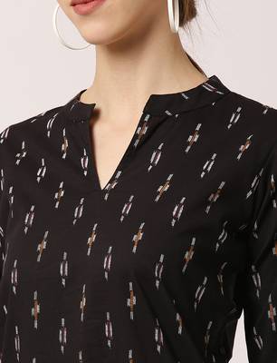 Black printed cotton ethnic-kurtis 5